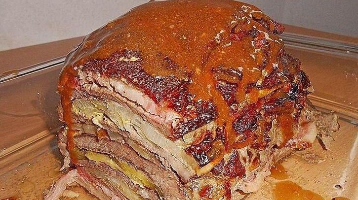 Schichtbraten in Senfsauce